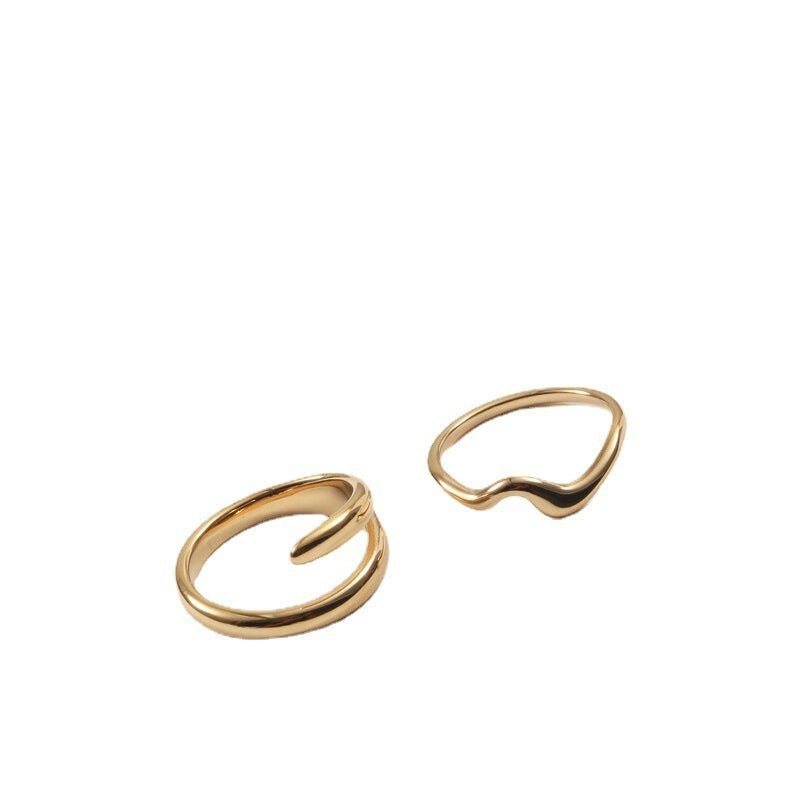 18K Gold Electroplated Titanium Steel Ring Diamond Insert Material Titanium Steel Female Style Gold Color Sizes 6 7 8