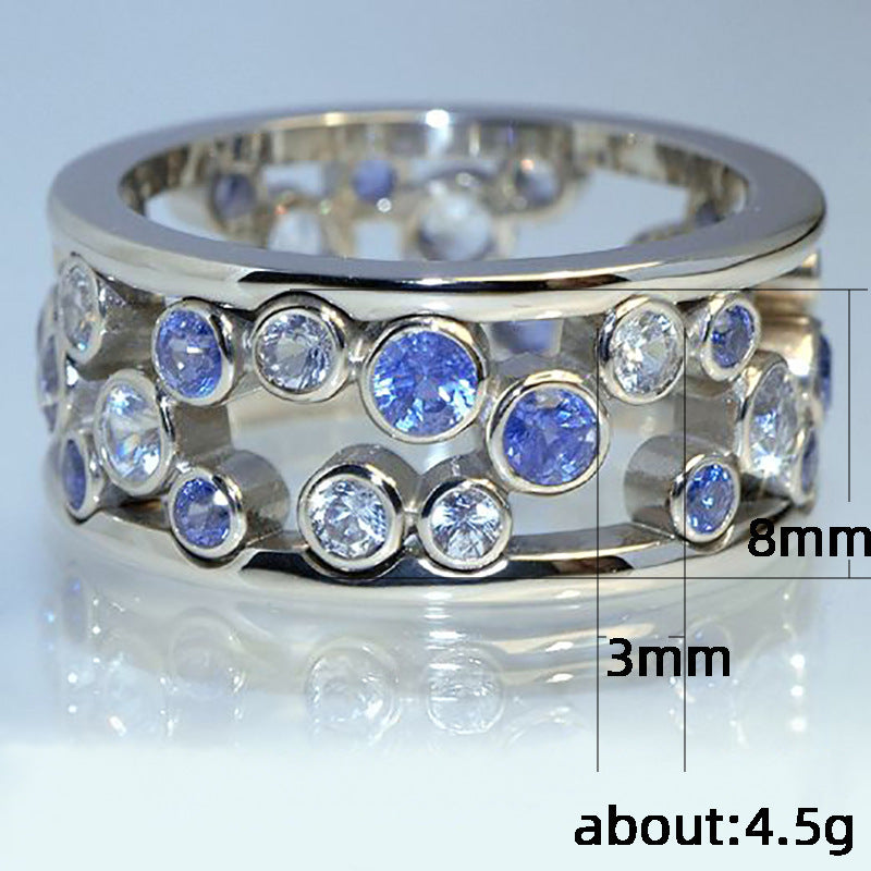 Zircon Openwork Circle Ring Gold Plated Copper Geometric