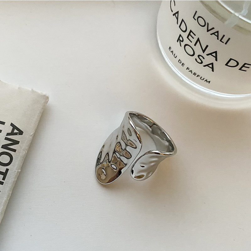 Asymmetric Open Ring Personalized 18K Gold Plated Copper Adjustable Vintage Retroism Geometric Fashion Jewelry