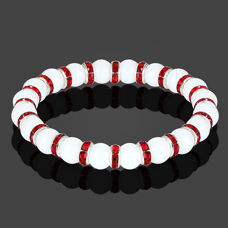 Unisex Beaded Bracelet 8mm Imitation Jade Glass Glaze Geometric Crystal Yoga Bracelet Accessory Everyday Style