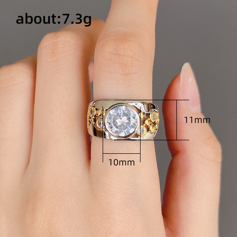 Unisex Zircon Ring Ethnic Hollow Copper Geometric Design High Quality Durable Versatile Jewelry For Men Women