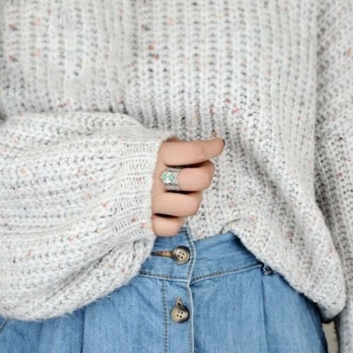 Bohemian Turquoise Ring Vintage Inspired Irregular Design Fashion Accessory Statement Ring For Everyday Styles