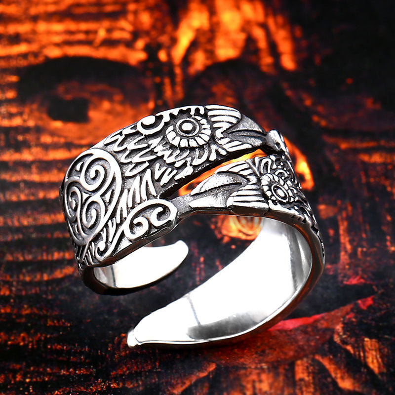 Mens Stainless Steel Ring Vintage Geometric Design Durable Fashion Jewelry European American Inspired Statement Piece