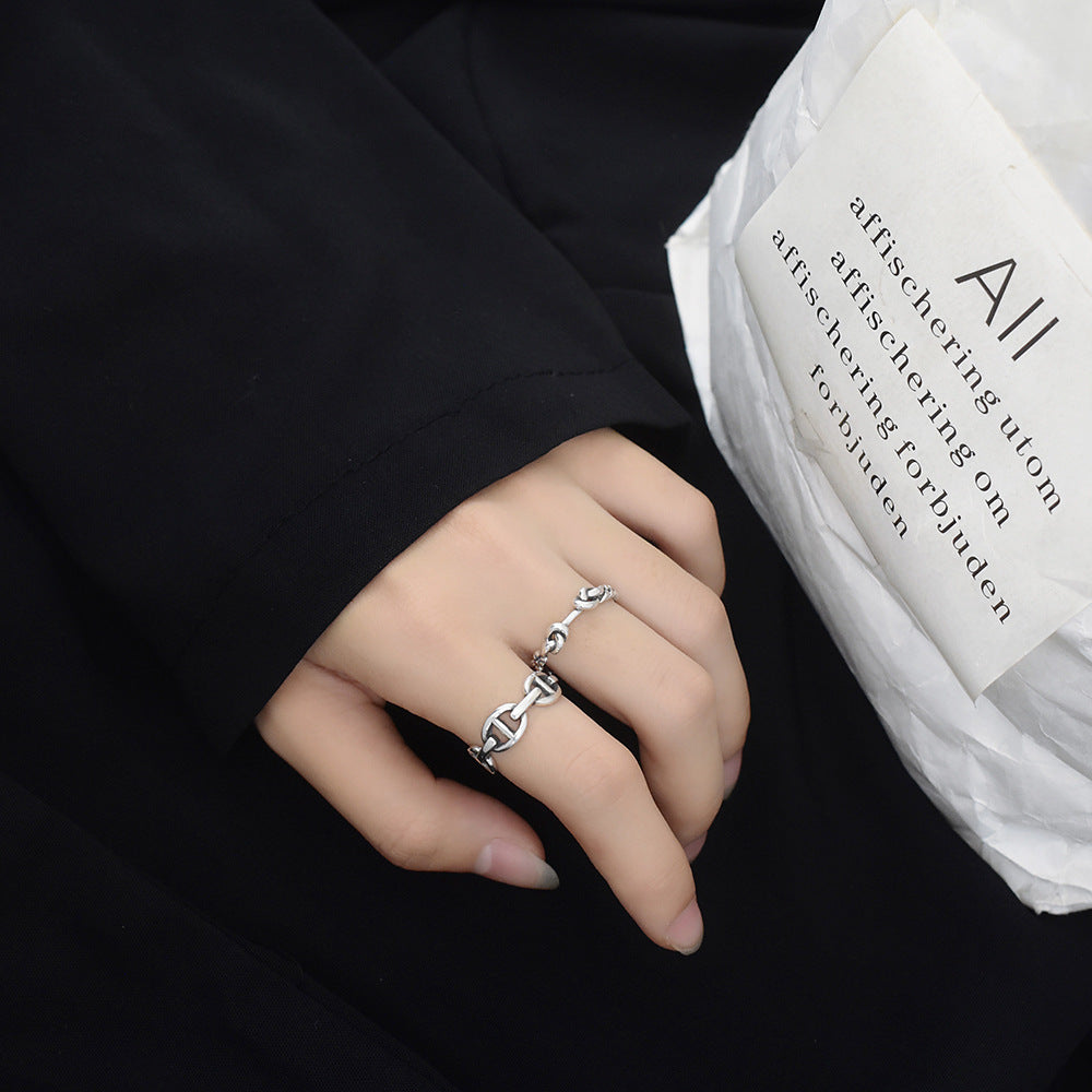 Womens Sterling Silver Star Ring S925 Silver Rope Knot Ring Retro Star Jewelry For Women Band For Everyday Use