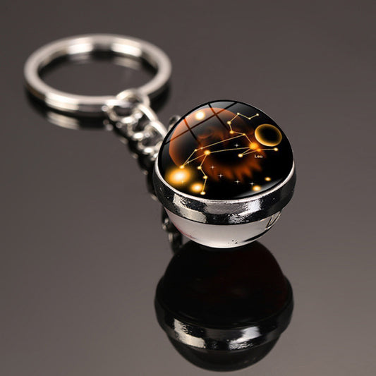 Zodiac Constellation Keychain With Glass Gemstone Alloy