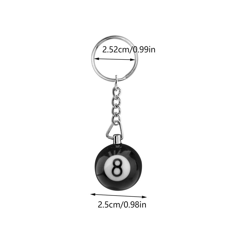 Billiards 8 Ball Keychain 25mm Black Plastic Chinese Style Pool Accessory For Players Compact Keyring Decor Art