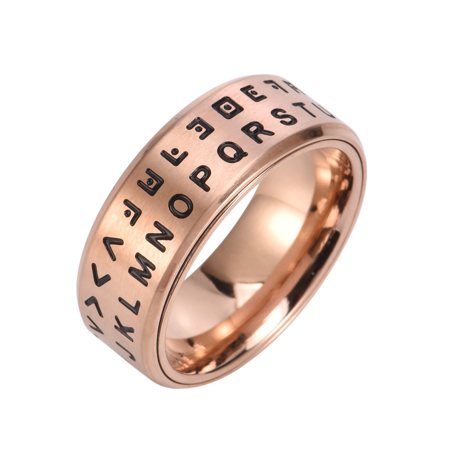 Rotating Letter Ring Mens Stainless Steel Text Ring Silver Gold Rose Gold Fashionable Jewelry Stylish Timeless