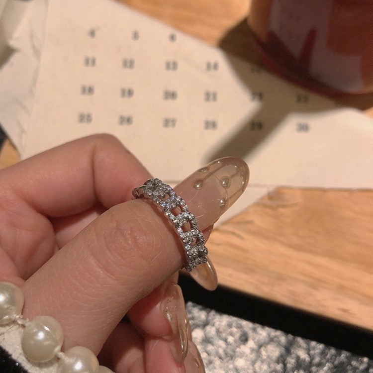 Adjustable Zircon Ring With Sweet Flower Design Alloy Fashion Jewelry For Women And Girls With Zircon Sparkles