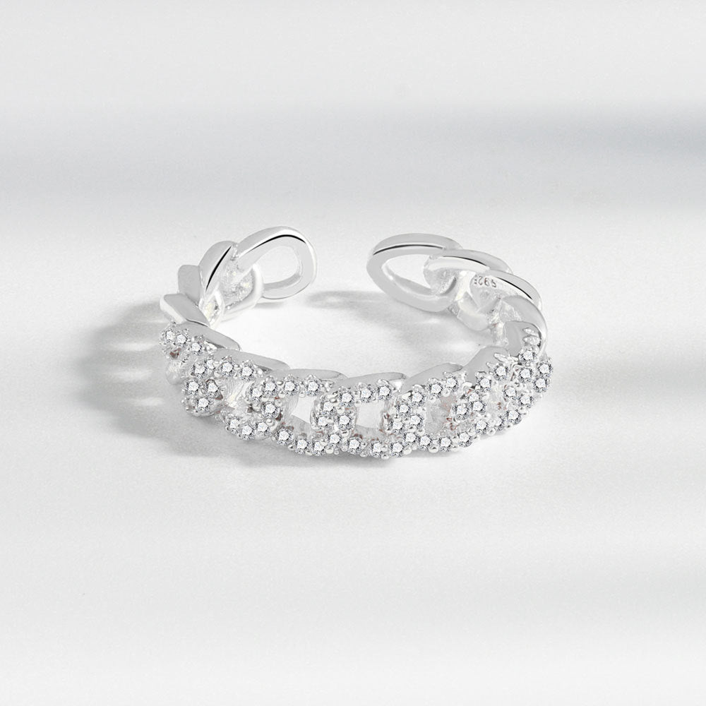 Women Twist CZ Zircon Ring Adjustable Hollow Index Finger Copper Electroplated Vintage Design Fashionable Ring