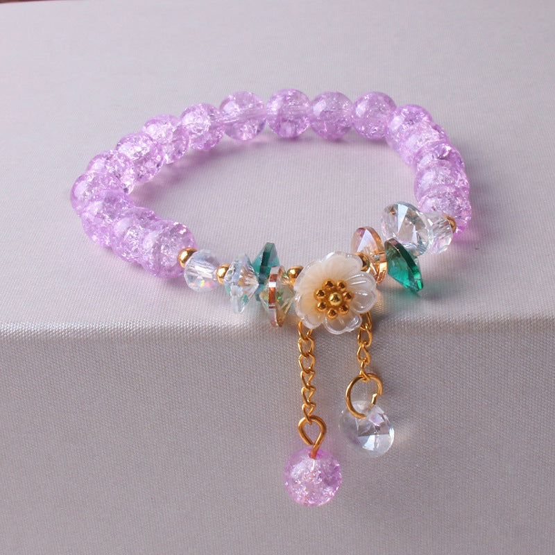 Women Flower Bracelet Colorful Glaze Crystal Pearls Delicate Floral Jewelry For Women And Girls For Daily Wear