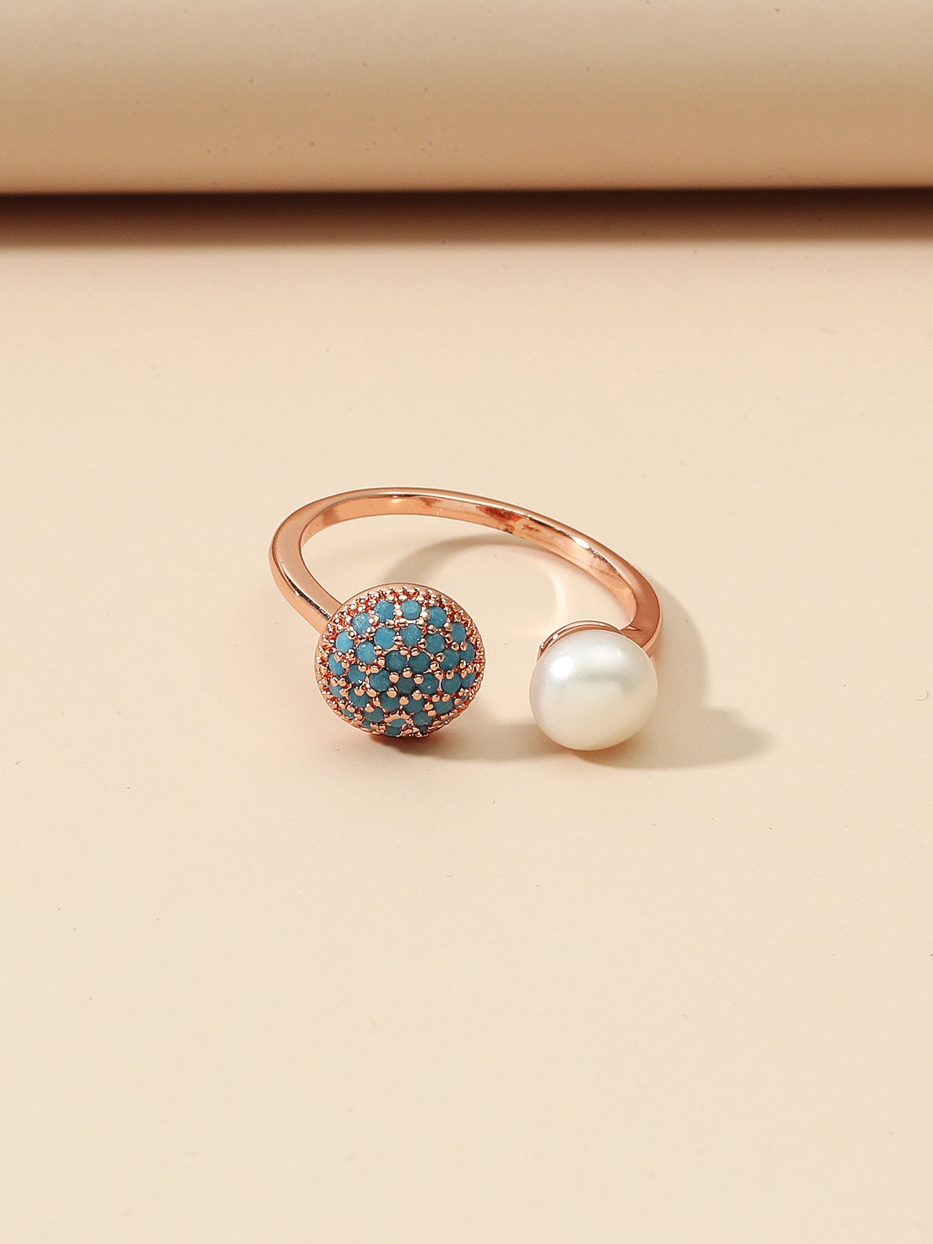 Personalized Solid Color Dual Use Short Ring Copper Zircon Turquoise Geometric Womens Jewelry For Everyday Use