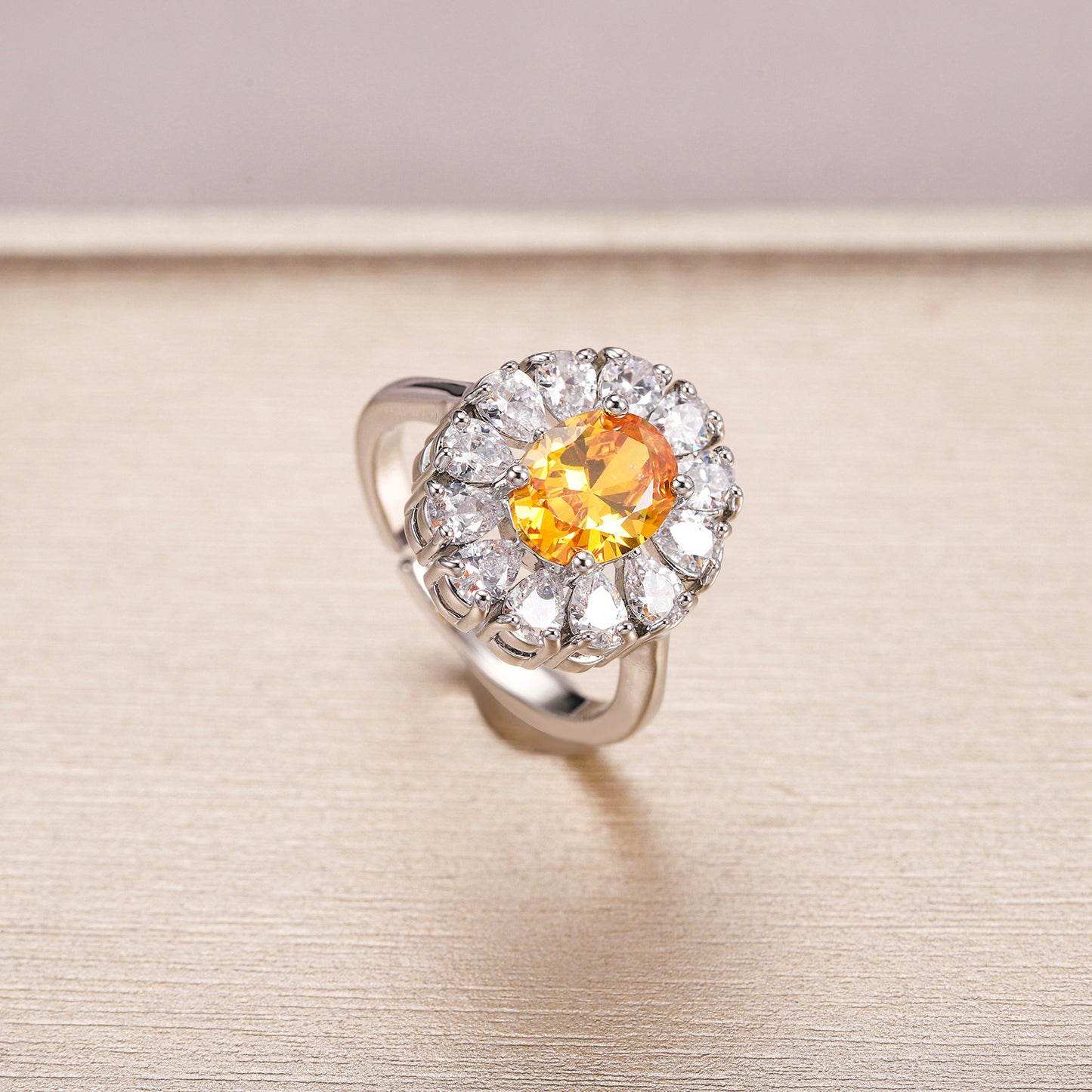 Womens Vintage Classic Geometric Copper Zirconium Ring Inlaid European American Style Elegant Timeless Jewelry