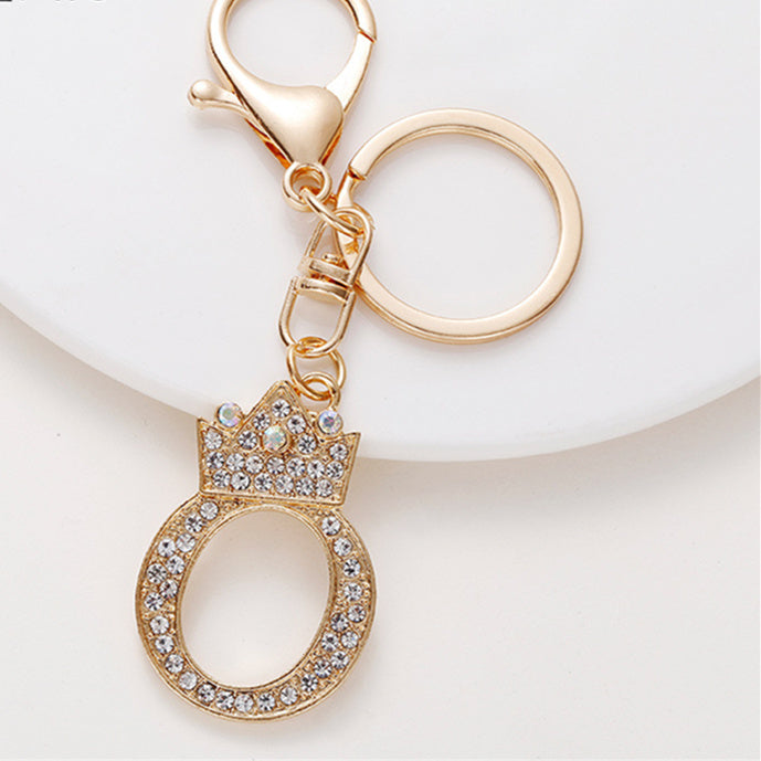 Alphabet A To Z Keychain With Diamond Accents Zinc Alloy Metal Letter Charm For Bag And Keys Daily Use Pendant