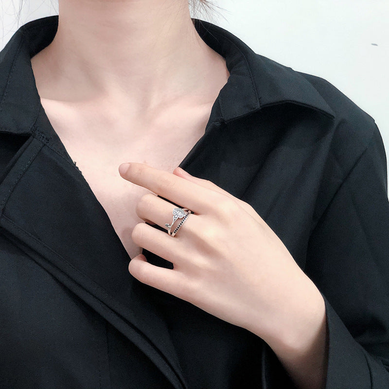 Adjustable 925 Sterling Silver Ring With Gemstone Inlay Vintage Longevity Lock Design For Women 2 4G Timelessly