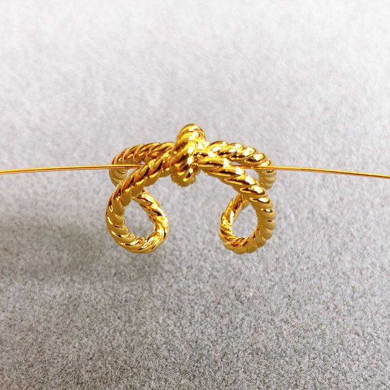 Knot Ring Adjustable Opening Gold Plated Copper Ring For Women Girls Ladies Fashion Jewelry Statement Piece Style