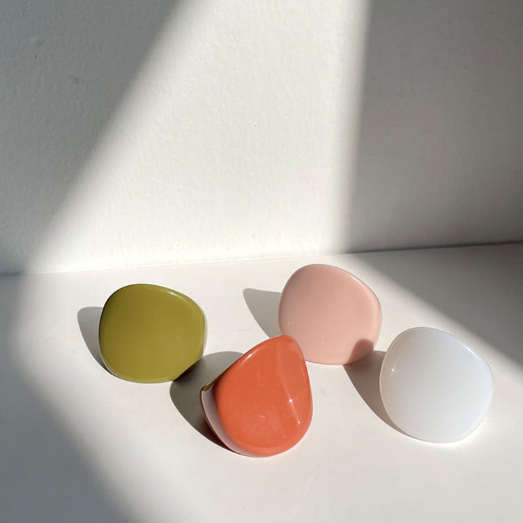 Resin Leaf Ring Set for Women Green Orange and Green White Individually Packed Two Pack Lightweight Shine Plus