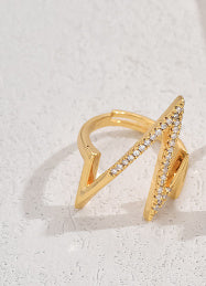 Womens Ring Water Drop Zircon Open Design Copper Plated Fashion Jewelry Elegant Statement Accessory Daily Wear