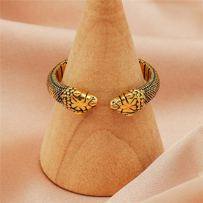 Womens Vintage Geometric Alloy Ring Adjustable Retro Jewelry Electroplated Finish For Women Fashion Accessory Ring