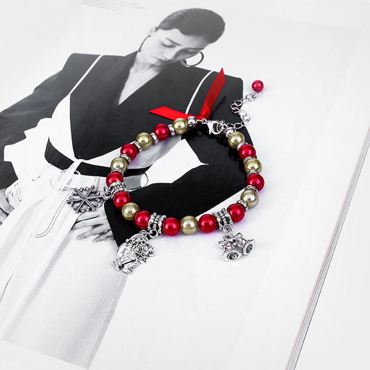 Christmas Tree Charm Bracelet Festive European Alloy Jewelry for Women and Girls Electroplated Finish Elegance