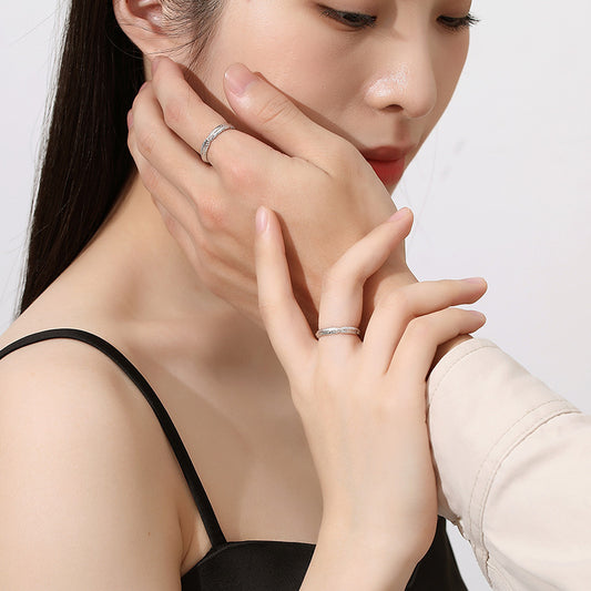 Adjustable Feather Leaf Couple Ring TwoTone White Gold Promise Ring for Men and Women Anniversary Gift Set Now