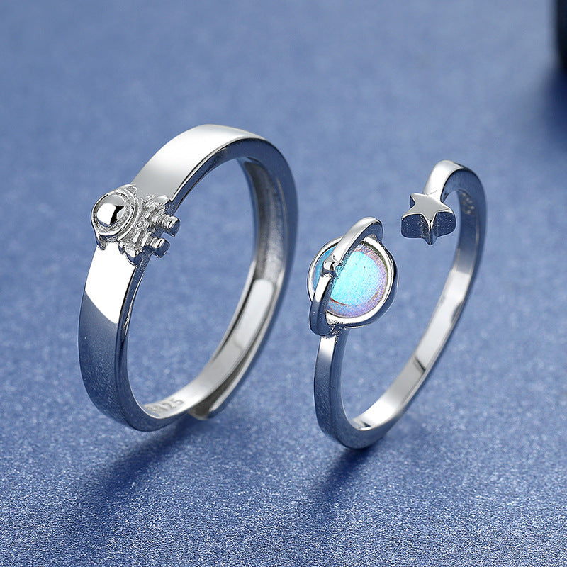 Adjustable Couple Rings For Women And Girls White Copper Rings With Gold Plated Gemstones For Matching Sets Gift Ready