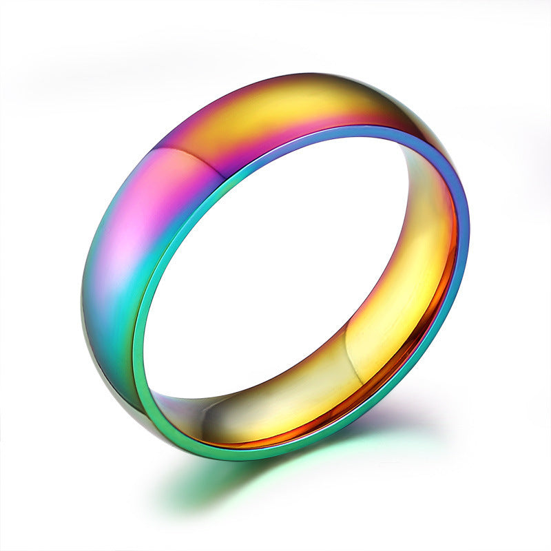 Stainless Steel Rainbow Flag Drop Ring Unisex Geometric Oil Drip Finish With Rainbow Colors Size 5 6 7 8 9 10 11 12