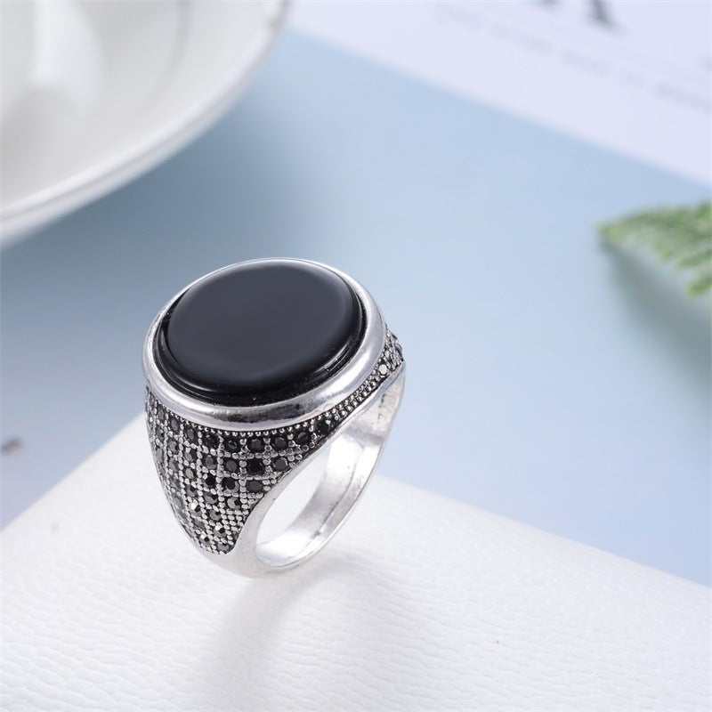 Womens Vintage Alloy Ring Gemstone Inlaid Electroplated Round Fashion Jewelry For Parties And Occasions Online