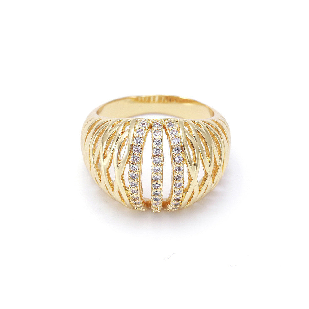 Zirconia Ring Birds Nest Shaped Geometric Copper Electroplated Fashion Jewelry For Daily Wear Special Occasions