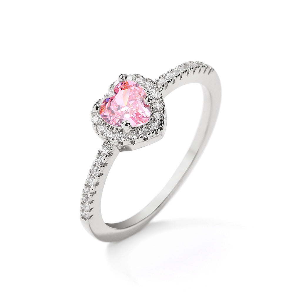 Zircon Ring White Plated Plated Copper Ring Versatile Inlaid Ring For Her Elegant Female Ring Anniversary Gift
