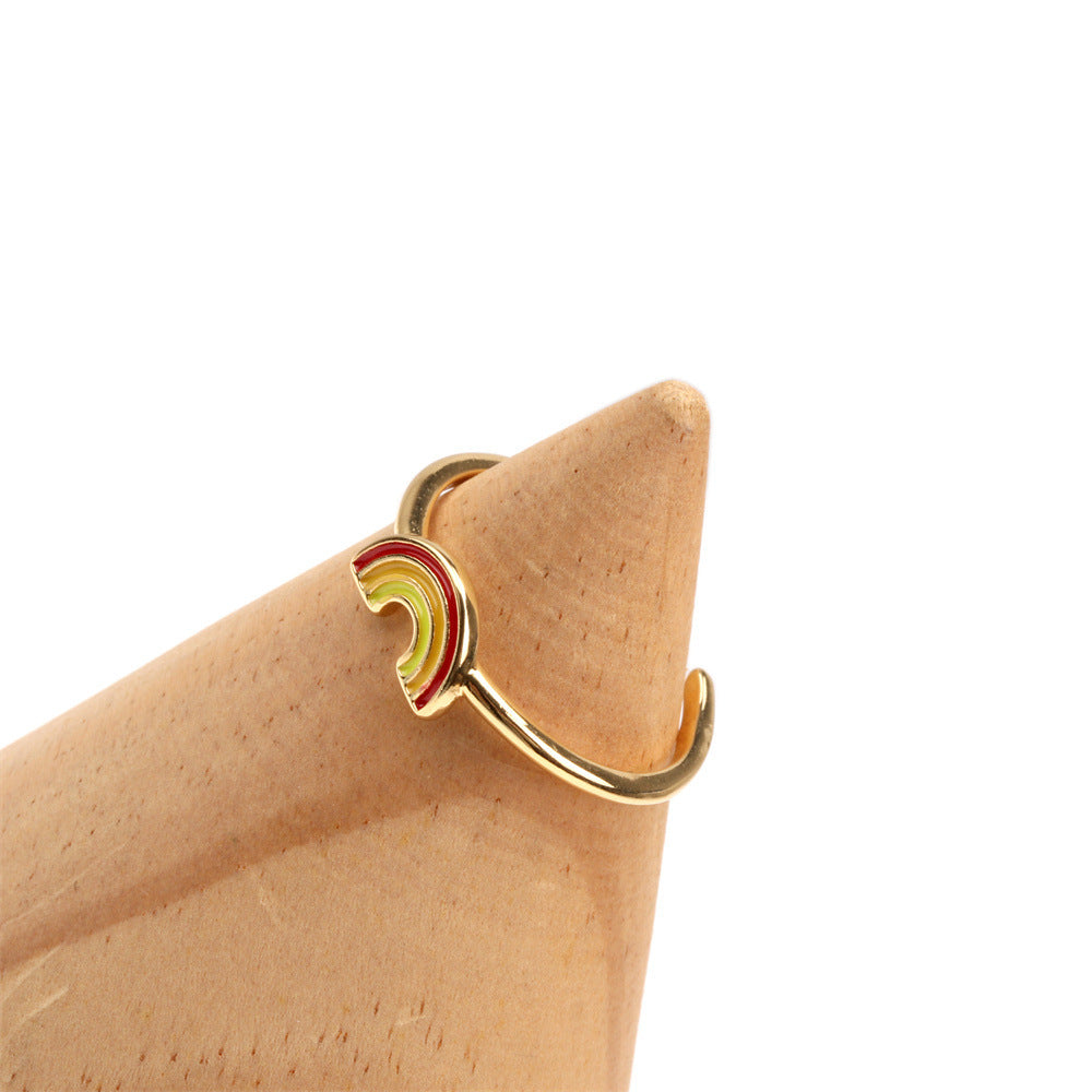 Rainbow Opening Ring Copper Fruit Shaped Jewelry Creative European Form Fashion Ring Gift For Women Chic Style