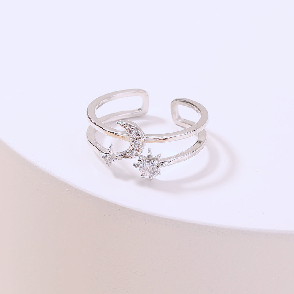 Adjustable Copper Ring With Zircon For Women Jewelry