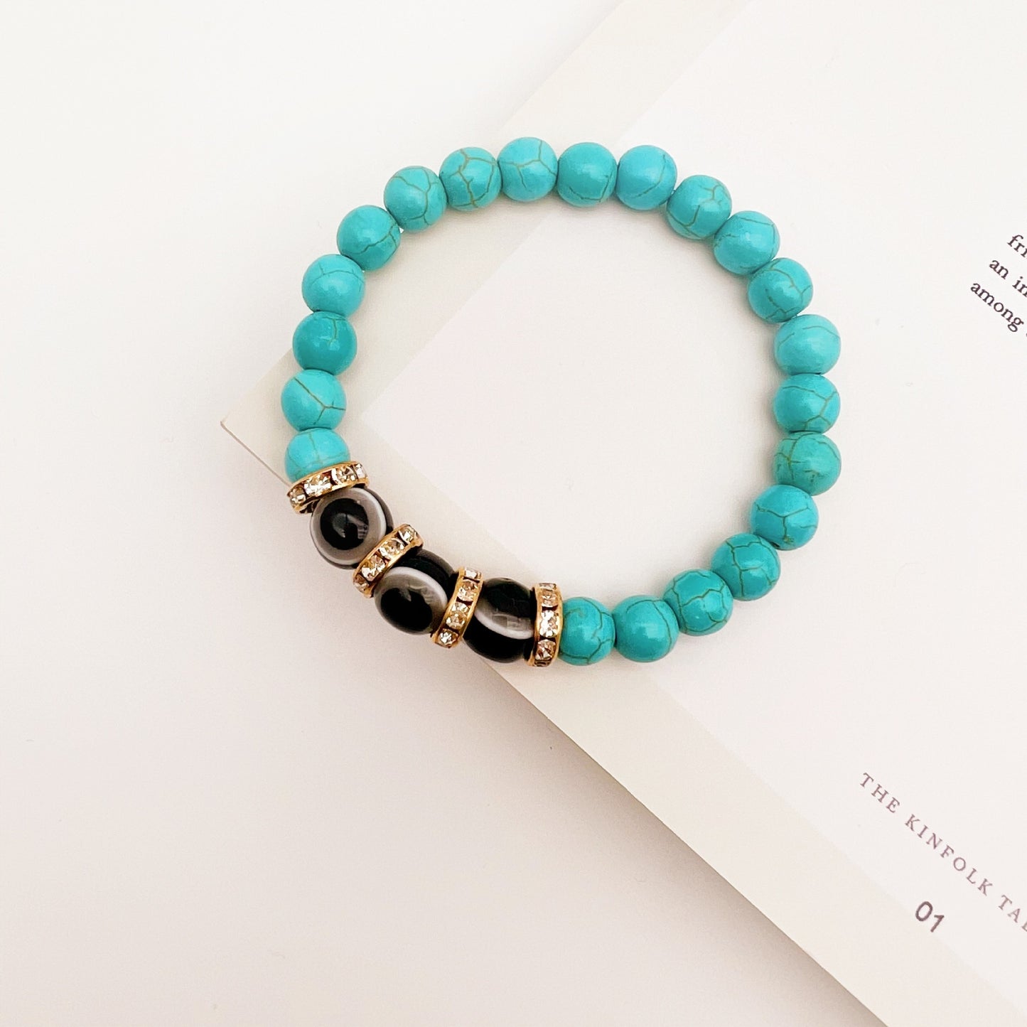Turquoise Beaded Bracelet 8mm Jewelry Lovely Gift For Her