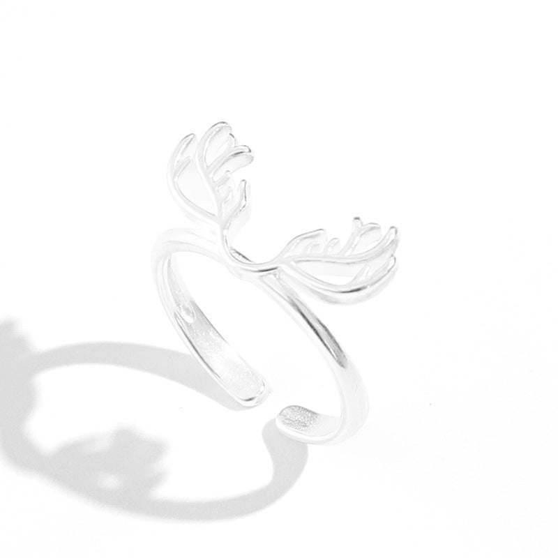 Unisex Animal Antler Ring Gold Plated Silver Jewelry Gift For New Year Festive Occasion Jewelry Accessory Women Men