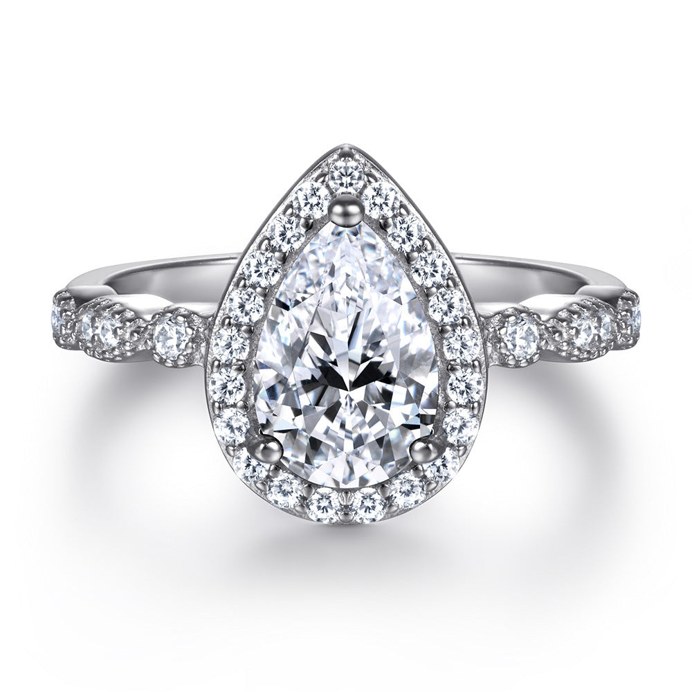 Womens Sterling Silver Rings Set Drop Shape Design European American Inspired Fashion Jewelry For Women Lineup