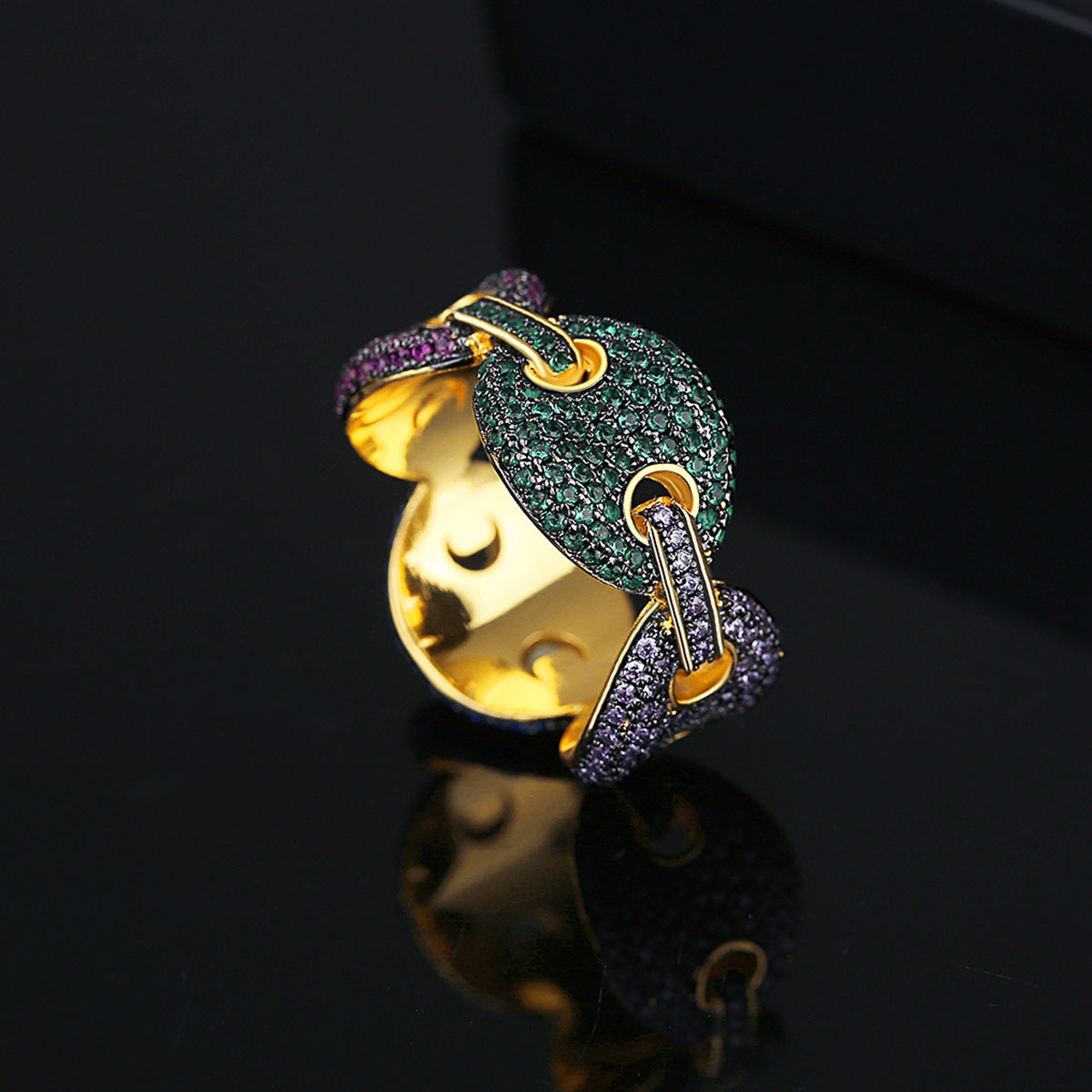 Copper Inlaid Zirconium Ring Mens Simple Geometric Design Electroplated Fashion Jewelry Everyday Wear For Mens