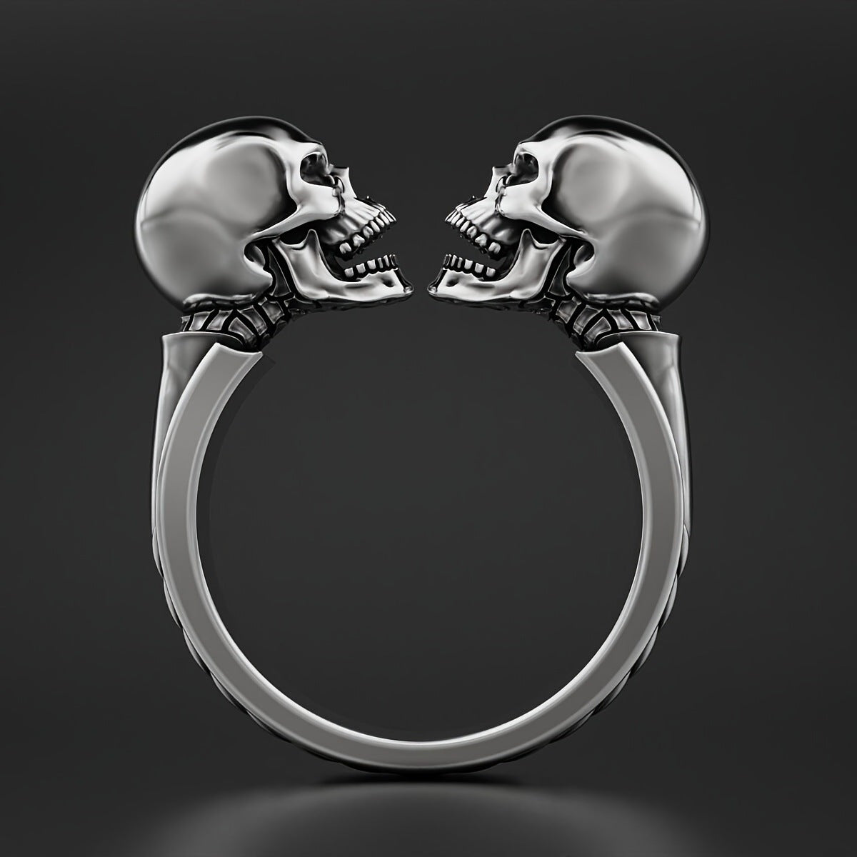 Womens Skull Ring Open Mouth Alloy Statement Jewelry