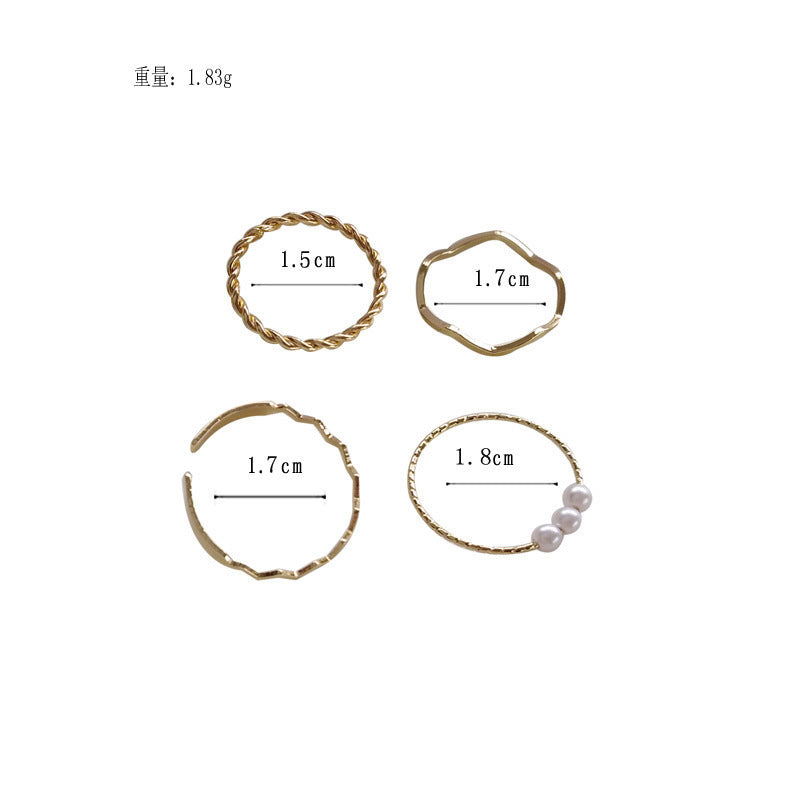 Five Piece Womens Ring Set Gold And Silver Wave Metal Alloy Rings Electroplated Fashion Jewelry Elegant Jewelry
