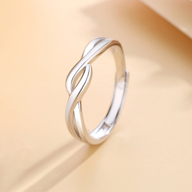 Adjustable Sterling Silver Ring For Men And Women Winding Design With Micro Inlay Zircon Stones For Style Ring