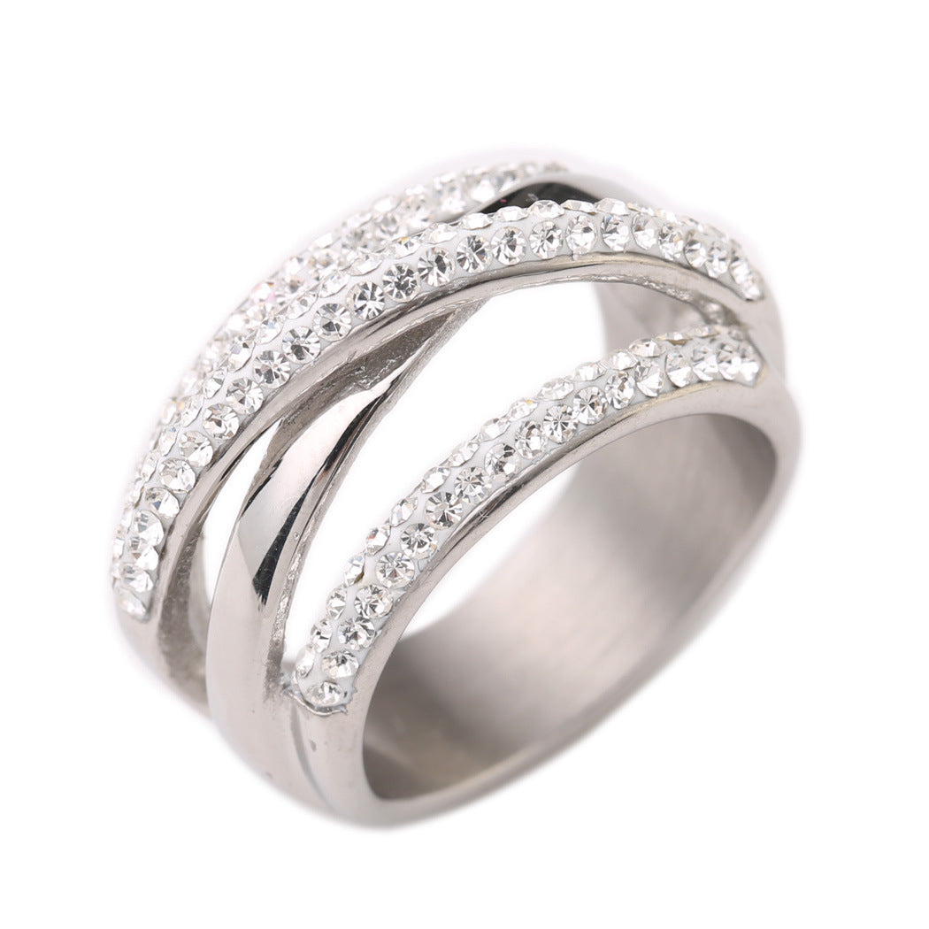 Womens 3D Cross Ring Stainless Steel Geometric Ring Diamond Cut Design Polished Gleaming Ring Durable Everyday