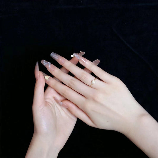 Womens Yellow Diamond Small Chain Ring Elegant Jewelry