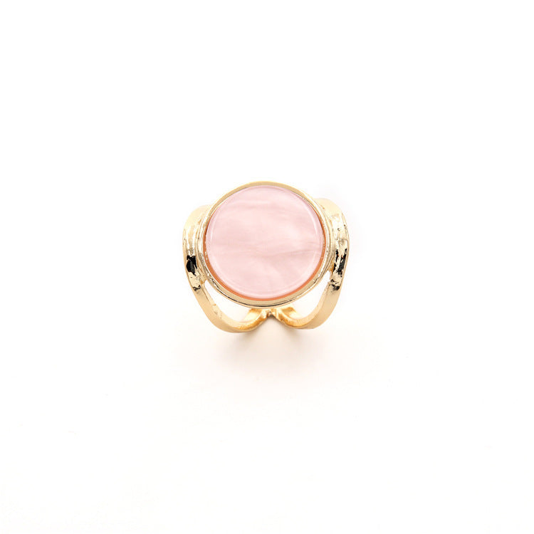 Geometric Acetate Ring White And Pink One Size European American Style Jewelry Fashion Accessory Everyday Wearable