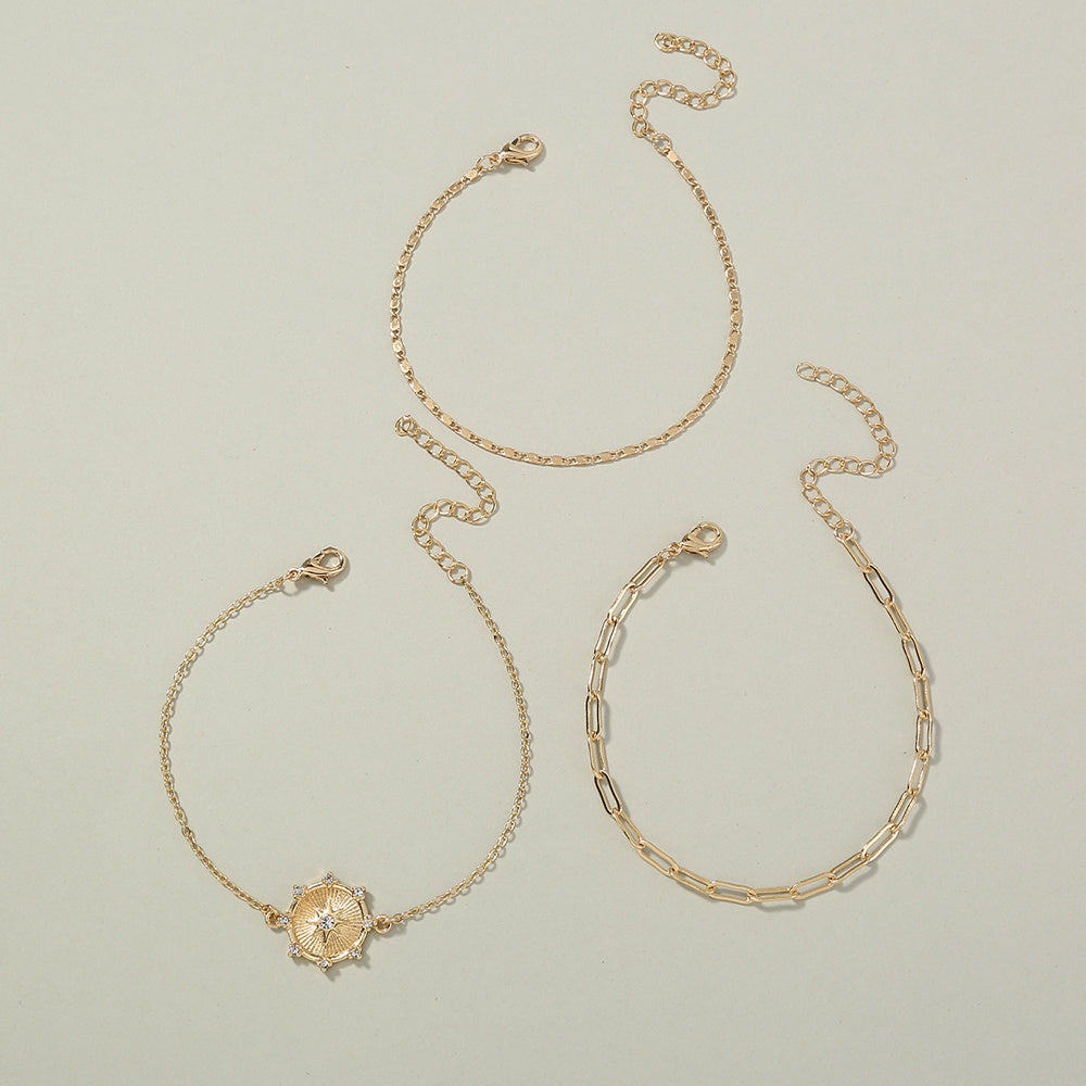 Womens Layered Bracelet With Star Diamond Tag And Lattice Chain Europe Inspired Zinc Alloy Copper Jewelry Elegant