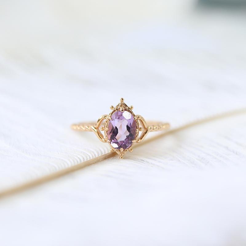 Amethyst Water Drop Copper Ring For Women Elegant Gift