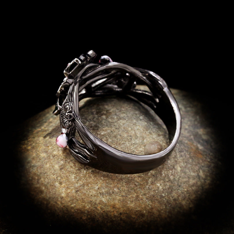 Womens Gold Plated Two Tone Flower Ring With Artificial Gemstone For Special Occasions Or Everyday Wear For Any Style