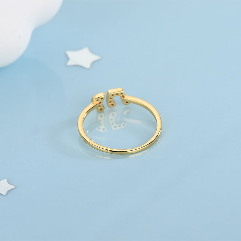 Womens Sterling Silver Ring With Diamond Accent Musical Note Design Adjustable Opening Gift For Her Elegant Style