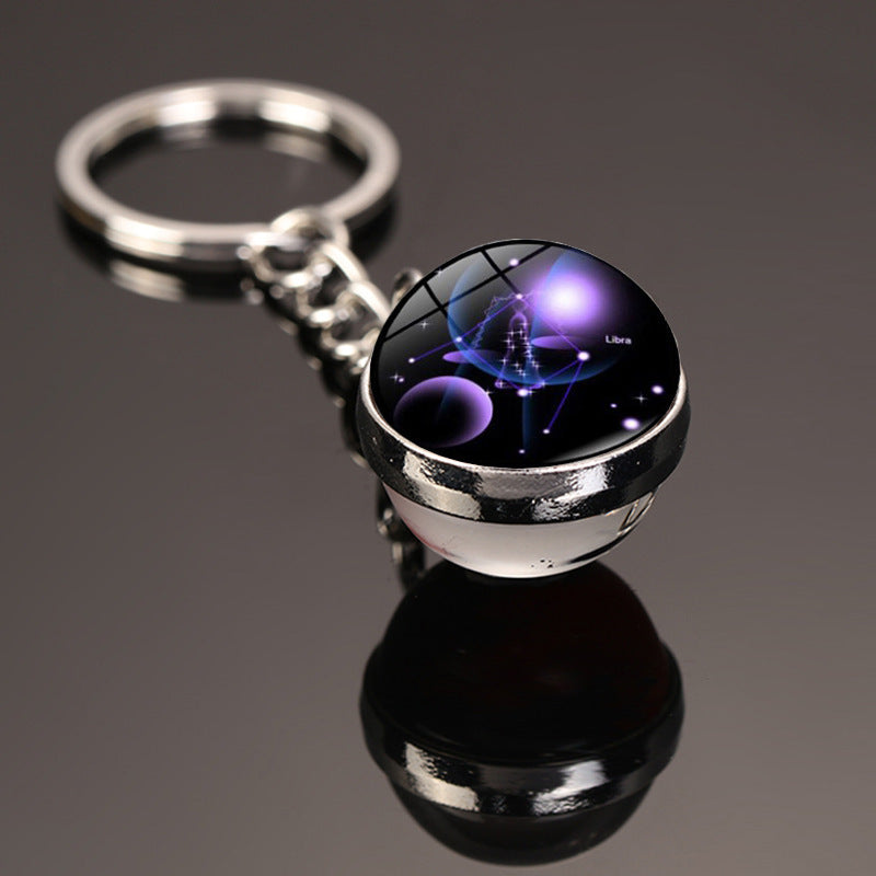 Zodiac Constellation Keychain With Glass Gemstone Alloy