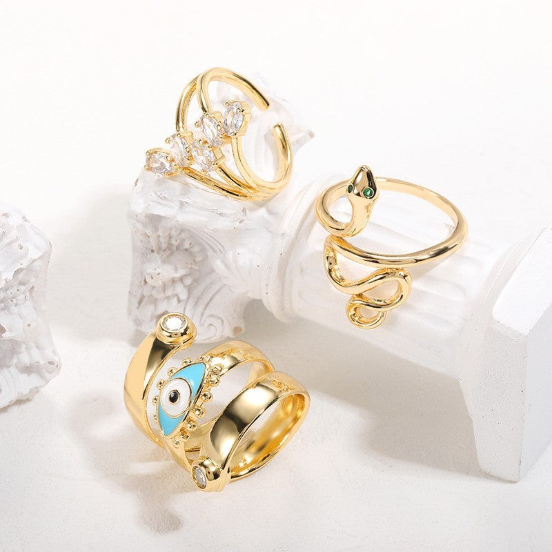 Copper Snake Ring Adjustable Opening Jewelry Ornament For Whimsical Style And Everyday Outfit For Casual Looks