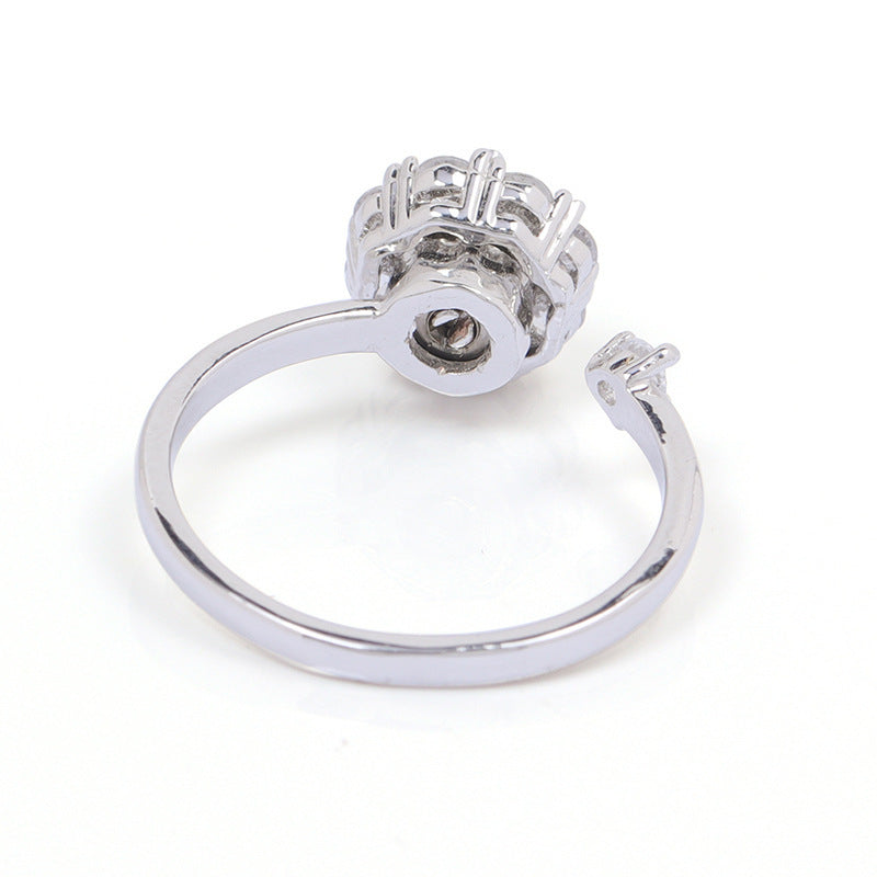 Copper Plated Real Gold Ring With Zircon Inlay Crown Style For Women Free Size Jewelry Gift Perfect For Occasions