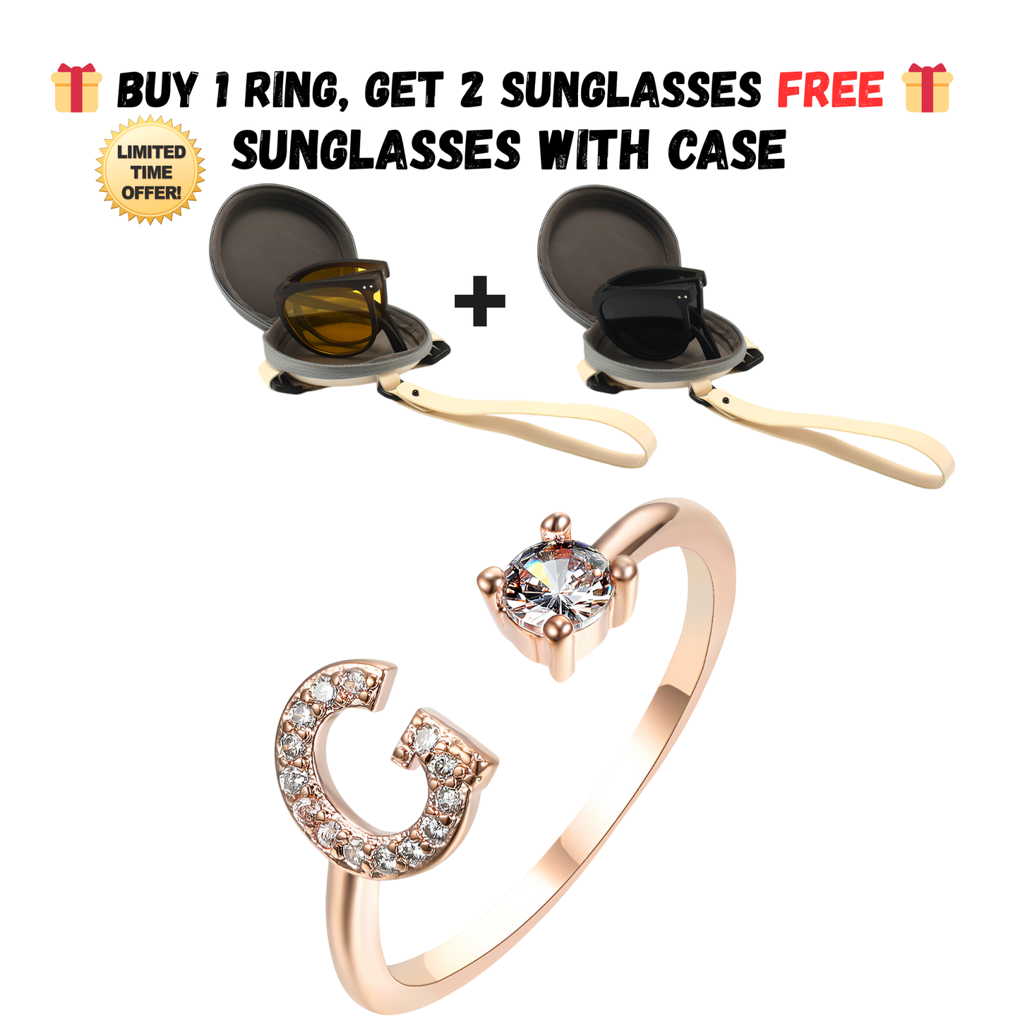 Adjustable Letter Zircon Ring with Alphabet Initials A Z Copper Alloy Jewelry Gift for Women Elegant Gift Idea