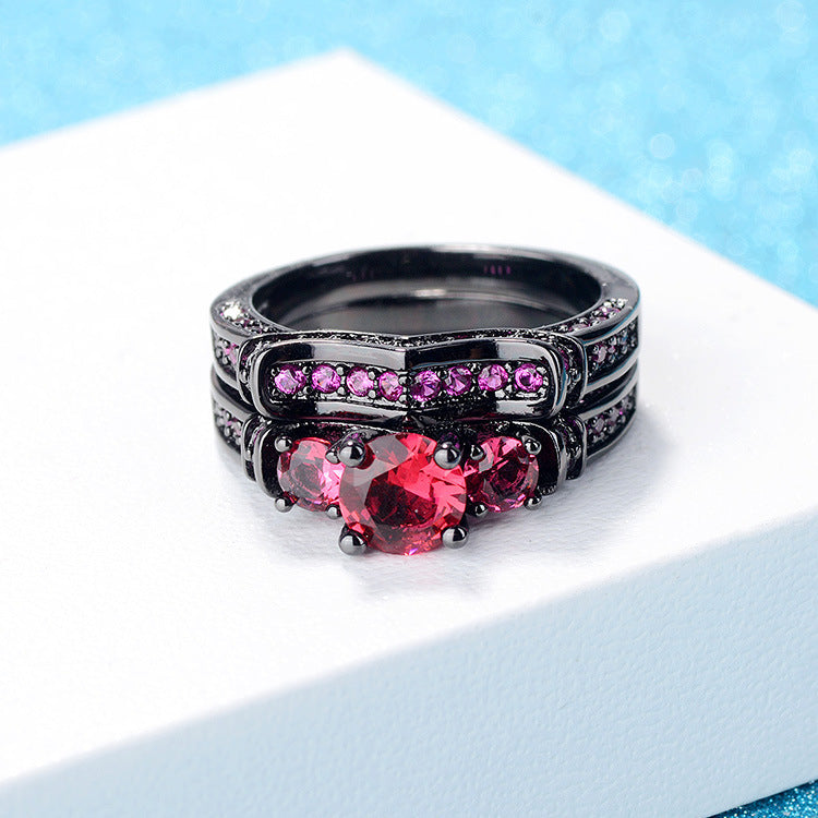 Black Gold Ring Stainless Steel Geometric Totem Ring Copper Fashion Jewelry for Men and Women Religious Totems